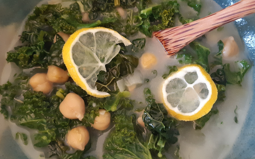 Soupe chou kale cavolo nero hiver pois chiches lait de coco veggie