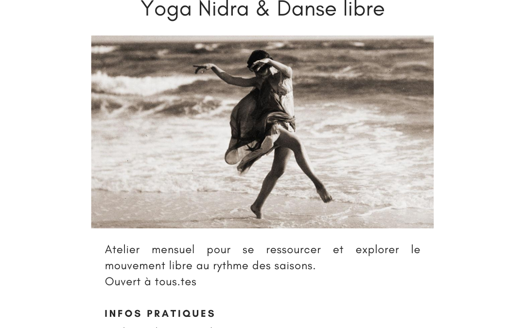 DANSE LIBRE & YOGA NIDRA – ATELIERS MENSUELS